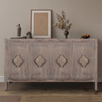 Buffet bas sculpté de fleurs antiques pour le rangement