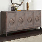 Buffet bas sculpté de fleurs antiques pour le rangement