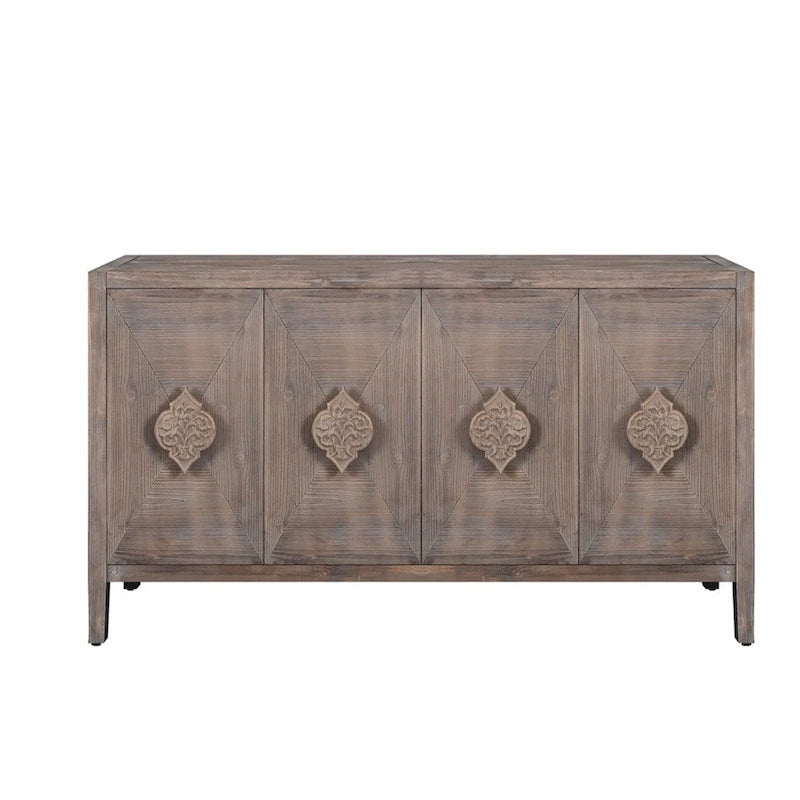 Buffet bas sculpté de fleurs antiques pour le rangement