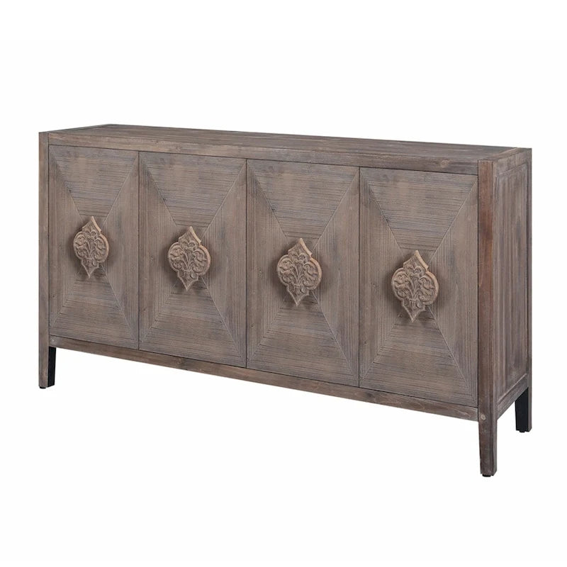 Buffet bas sculpté de fleurs antiques pour le rangement
