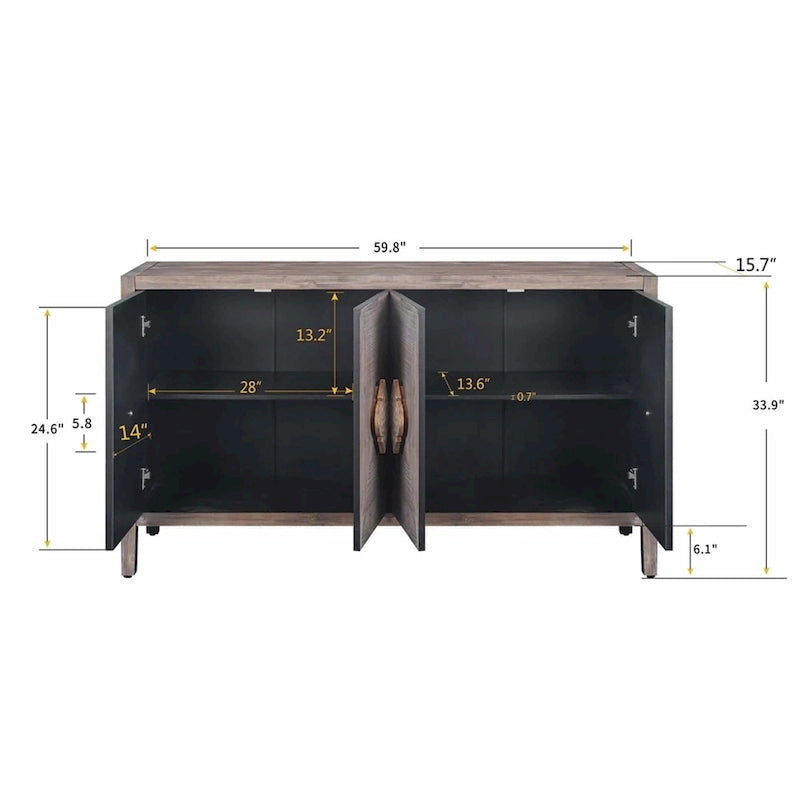 Buffet bas sculpté de fleurs antiques pour le rangement