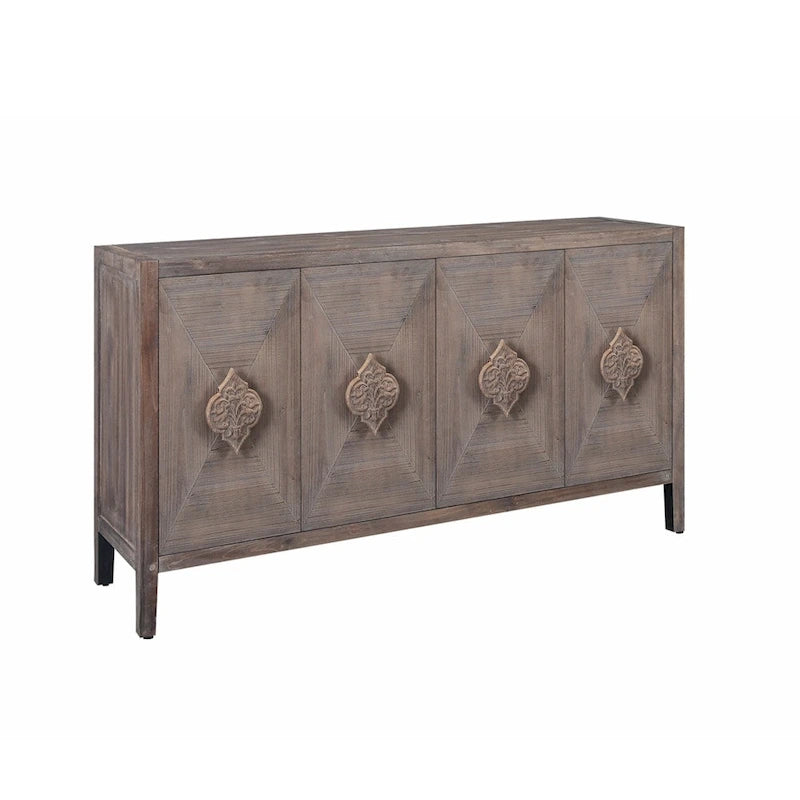 Buffet bas sculpté de fleurs antiques pour le rangement