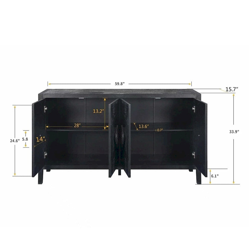Buffet bas sculpté de fleurs antiques pour le rangement