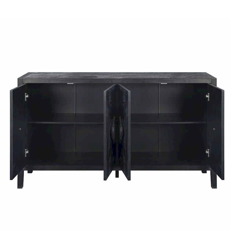 Buffet bas sculpté de fleurs antiques pour le rangement