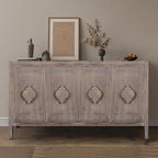 Buffet bas sculpté de fleurs antiques pour le rangement