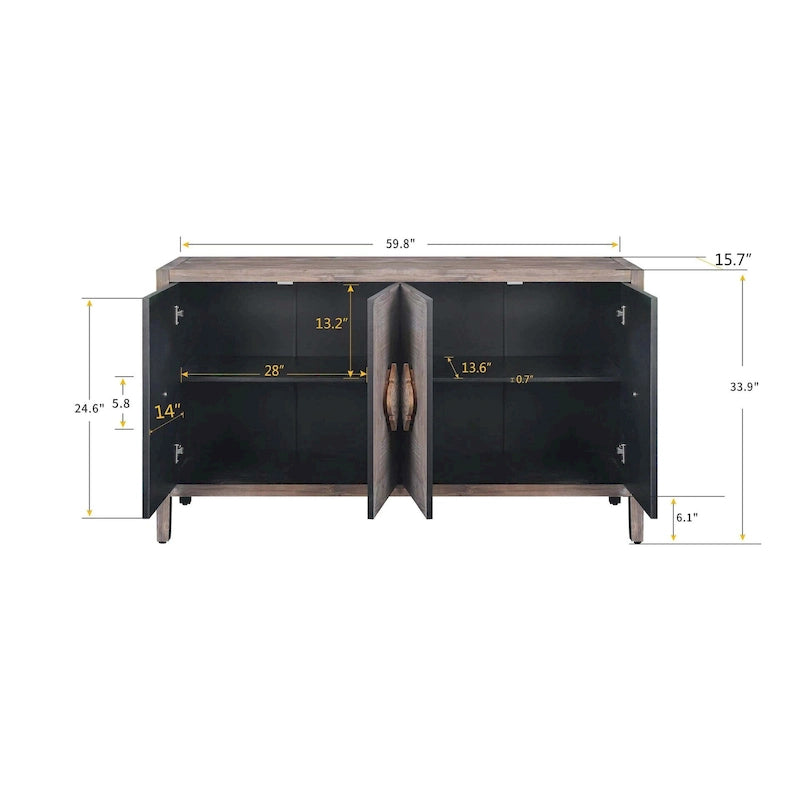 Buffet bas sculpté de fleurs antiques pour le rangement