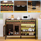 Meuble de bar à café industriel 55" avec lumières LED et prises de courant - 55L x 15,7l x 29,5H