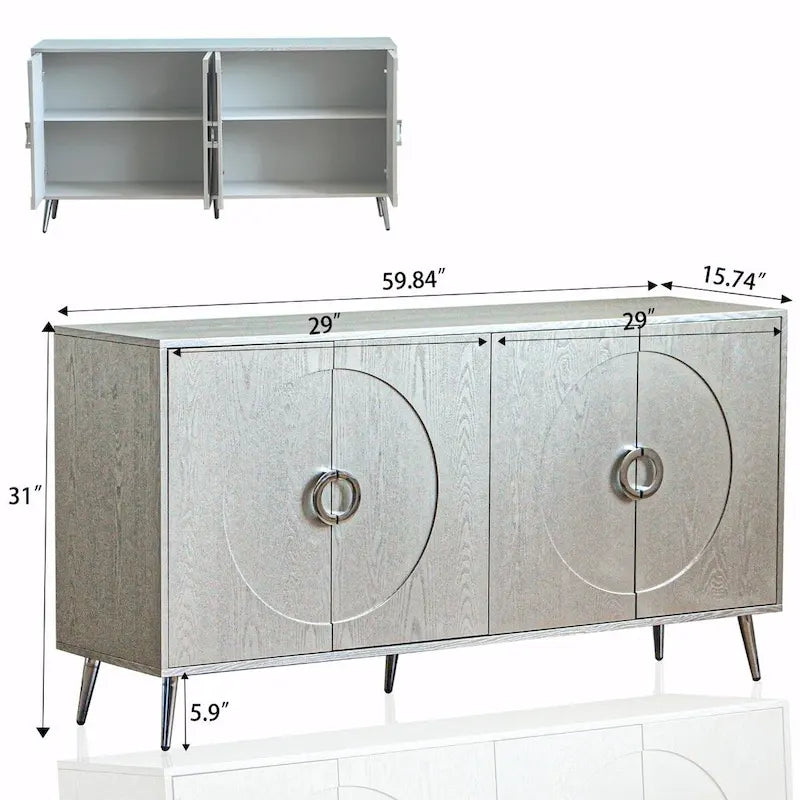 Bahut moderne en bois laqué 4 portes