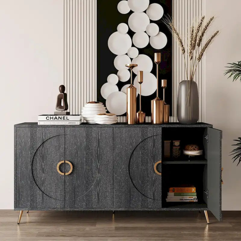 Bahut moderne en bois laqué 4 portes