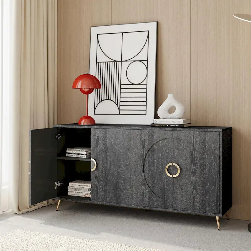 Bahut moderne en bois laqué 4 portes