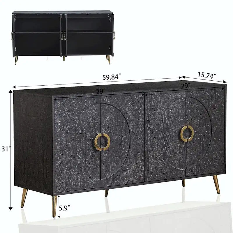 Bahut moderne en bois laqué 4 portes