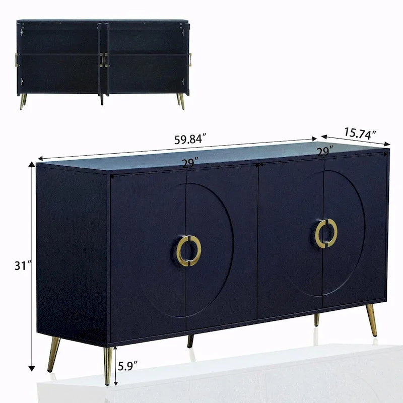 Bahut moderne en bois laqué 4 portes